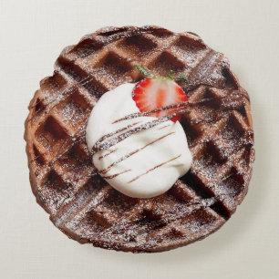 Chocolate Nutella Waffle Rond Sierkussen Kussen