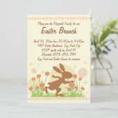 Chocolate Paashaas met Flowers Easter Brunch Kaart (Staand voorkant)