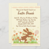 Chocolate Paashaas met Flowers Easter Brunch Kaart (Voorkant / Achterkant)