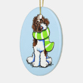 Chocolate Parti Labradole Winter Scarf Keramisch Ornament (Links)