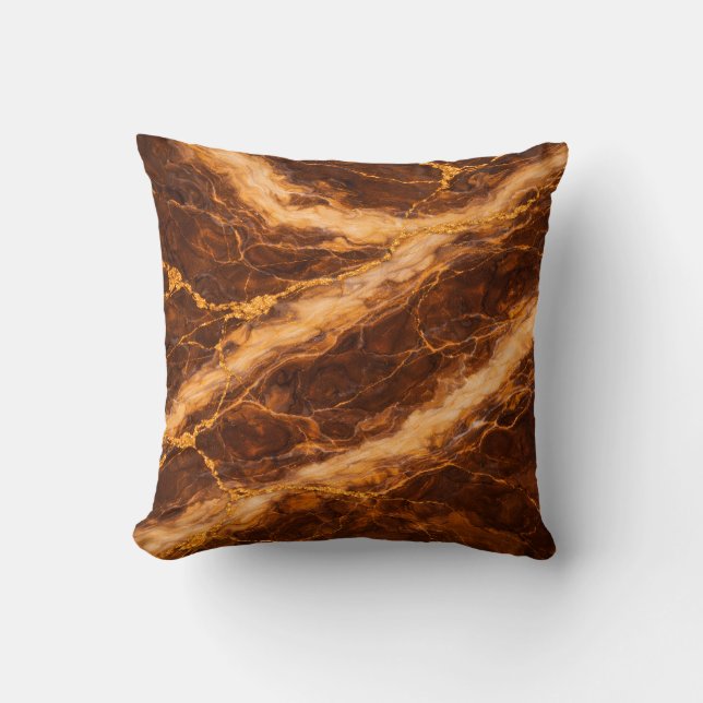 Chocolate Peanut Butter Marble with Gold Veining Kussen (Voorkant)