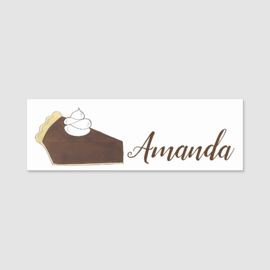 Chocolate Pie Whipped Cream Slice Dessert Baking Naamplaatje (Voorkant)