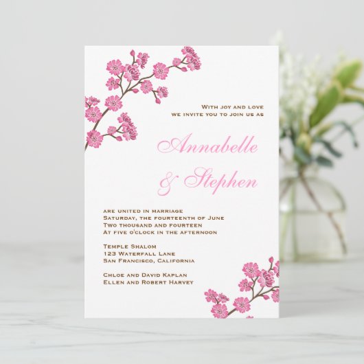 Chocolate Pink Flowers Weddenschap Kaart (Staand voorkant)