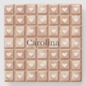 Chocolate Pink Hearts Love Valentine's Day Stenen Onderzetter (Voorkant)