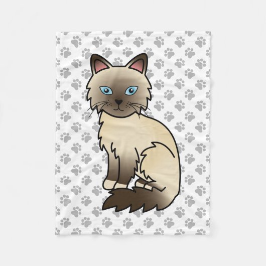 Chocolate Point Birmaanse kat / Ragdoll Cute Kat & Fleece Deken (Voorkant)