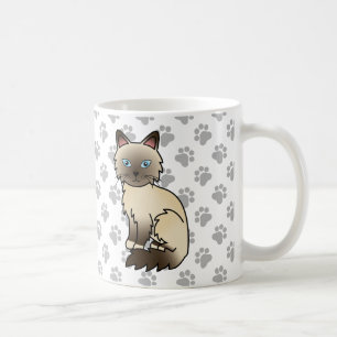 Chocolate Point Birmaanse kat / Ragdoll Cute Kat & Koffiemok