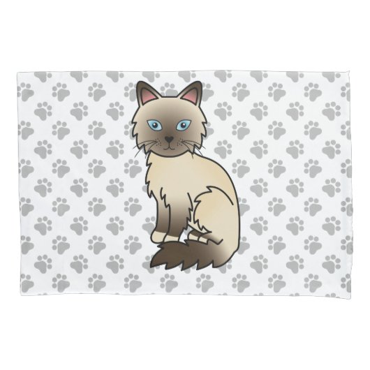 Chocolate Point Birmaanse kat / Ragdoll Cute Kat & Kussensloop (Voorkant)