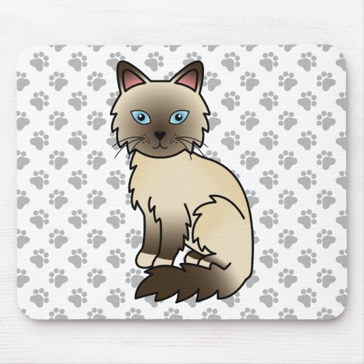 Chocolate Point Birmaanse kat / Ragdoll Cute Kat & Muismat (Voorkant)