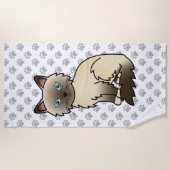 Chocolate Point Birmaanse kat / Ragdoll Cute Kat & Strandlaken (Voorkant)