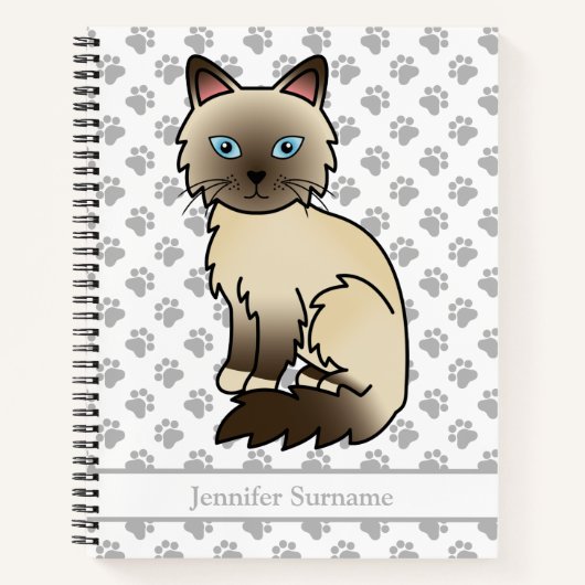 Chocolate Point Birmaanse kat / Ragdoll kat & aang Notitieboek (Voorkant)