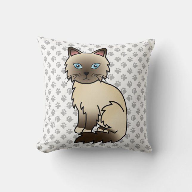 Chocolate Point Birmaanse kat / Ragdoll kat & Poot Kussen (Voorkant)