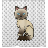 Chocolate Point Birmaanse kat / Ragdoll kat & pote Douchegordijn (Voorkant)