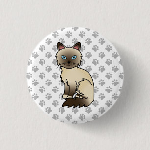 Chocolate Point Birmaanse kat / Ragdoll Mooie Kat Ronde Button 3,2 Cm