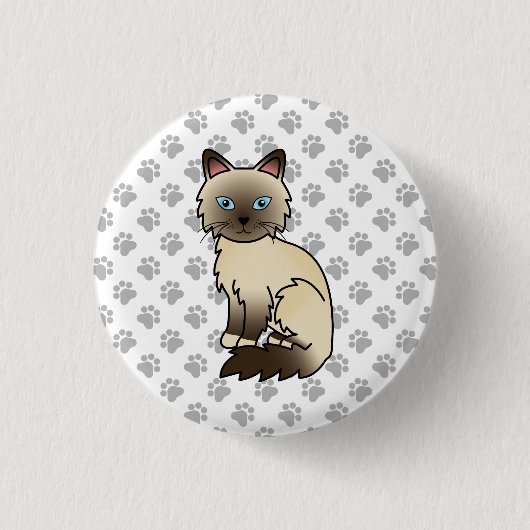 Chocolate Point Birmaanse kat / Ragdoll Mooie Kat Ronde Button 3,2 Cm (Voorkant)