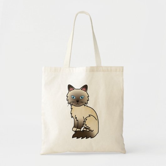 Chocolate Point Birmaanse / Ragdoll Cartoon Kat Tote Bag (Voorkant)