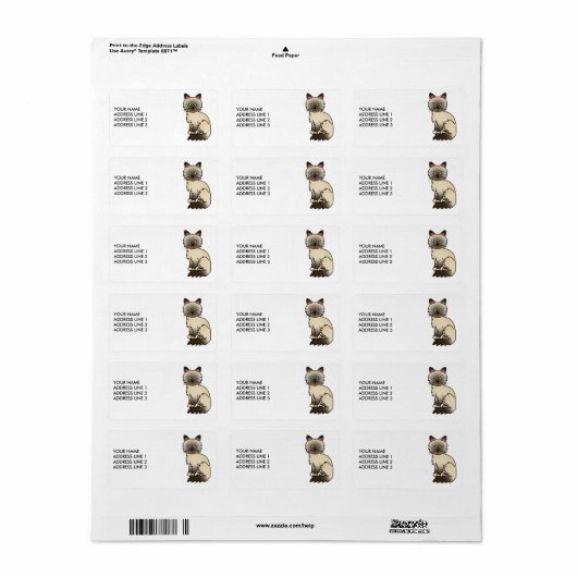 Chocolate Point Birman / Ragdoll Kat & Aangepaste Etiket (Full Sheet)