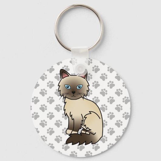Chocolate Point Birman / Ragdoll Kat Illustratie Sleutelhanger (Voorkant)