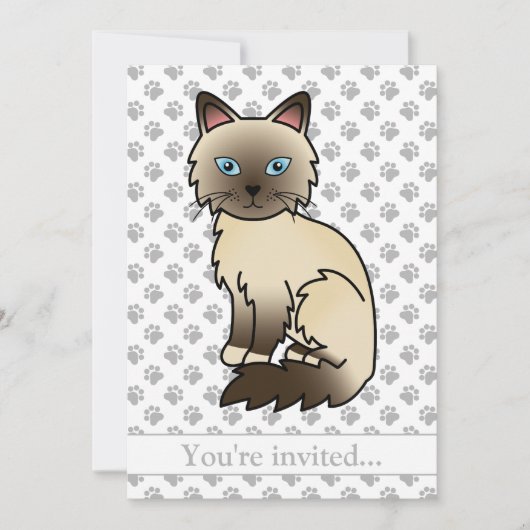 Chocolate Point Birman/Ragdoll Kat Verjaardagsfees Kaart (Voorkant)