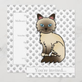 Chocolate Point Birman/Ragdoll Kat Verjaardagsfees Kaart (Voorkant / Achterkant)