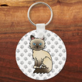 Chocolate Point Birman / Ragdoll Mooie Kat & Pootj Sleutelhanger (Voorkant)