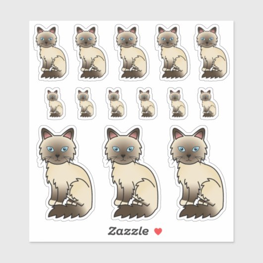Chocolate Point Birman / Ragdoll Schattige Cartoon Sticker (Vel)