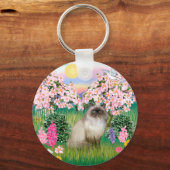 Chocolate Point Himalayan - bloesems Sleutelhanger (Voorkant)