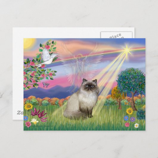 Chocolate Point Himalayan Cat - Cloud Angel Briefkaart (Voorkant / Achterkant)