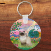 Chocolate Point Himalayan Cat - Cloud Angel Sleutelhanger (Voorkant)