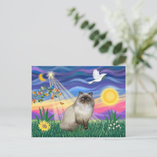Chocolate Point Himalayan Cat - Twilight Briefkaart (Staand voorkant)