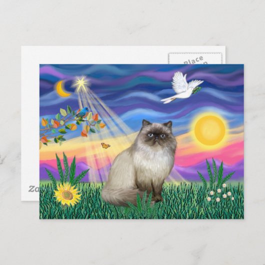 Chocolate Point Himalayan Cat - Twilight Briefkaart (Voorkant / Achterkant)
