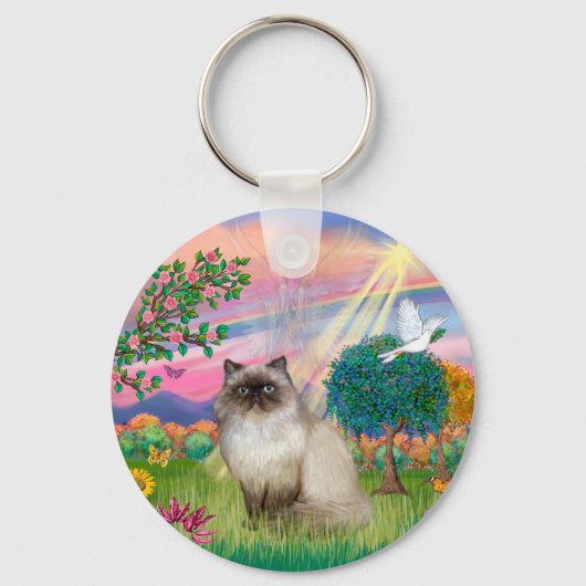 Chocolate Point Himalayan Kat - Engel in de Wolke Sleutelhanger (Voorkant)