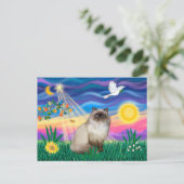 Chocolate Point Himalayan Katt - Schemering Briefkaart (Staand voorkant)