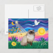 Chocolate Point Himalayan Katt - Schemering Briefkaart (Voorkant / Achterkant)