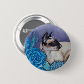 Chocolate Point Siamese Kat Ronde Button 5,7 Cm (Voorkant /achterkant)