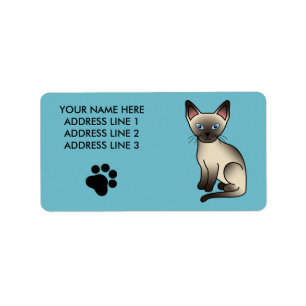 Chocolate Point Siamese kattenras illustratie Etiket