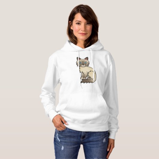 Chocolate Point Tabby Birmaanse kat / Ragdoll Cute Hoodie (Voorkant volledig)