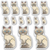 Chocolate Point Tabby Birman/Ragdoll Cartoon Katte Sticker (Voorkant)