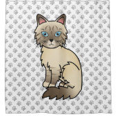 Chocolate Point Tabby Birman / Ragdoll Kat & Pootj Douchegordijn (Voorkant)