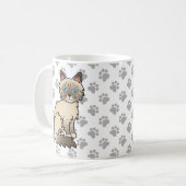 Chocolate Point Tabby Birman / Ragdoll Kat & Pootj Koffiemok (Voorkant links)
