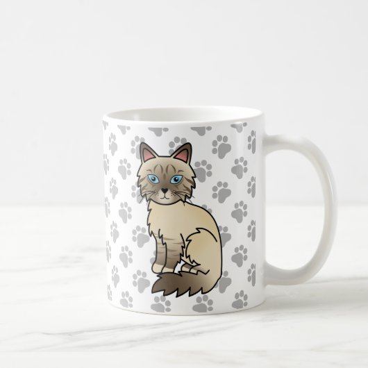 Chocolate Point Tabby Birman / Ragdoll Kat & Pootj Koffiemok (Rechts)