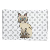 Chocolate Point Tabby Birman / Ragdoll Kat & Pootj Kussensloop (Achterkant)