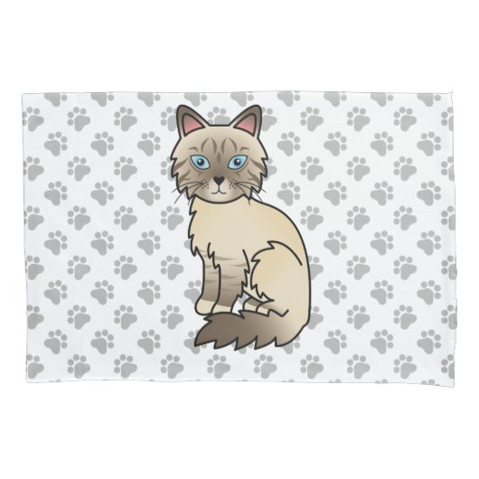 Chocolate Point Tabby Birman / Ragdoll Kat & Pootj Kussensloop (Voorkant)