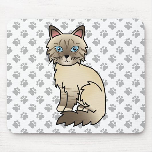 Chocolate Point Tabby Birman / Ragdoll Kat & Pootj Muismat (Voorkant)