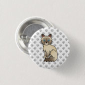Chocolate Point Tabby Birman / Ragdoll Kat & Pootj Ronde Button 3,2 Cm (Voorkant /achterkant)