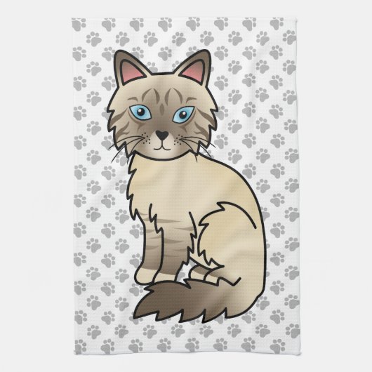Chocolate Point Tabby Birman / Ragdoll Kat & Pootj Theedoek (Verticaal)