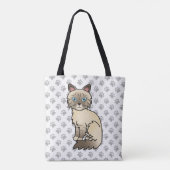 Chocolate Point Tabby Birman / Ragdoll Kat & Pootj Tote Bag (Achterkant)