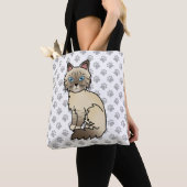 Chocolate Point Tabby Birman / Ragdoll Kat & Pootj Tote Bag (Dichtbij)