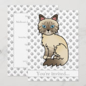 Chocolate Point Tabby Birman/Ragdoll Kattenverjaar Kaart (Voorkant / Achterkant)