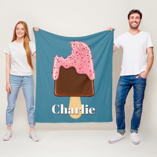 Chocolate Popsiche, aangepaste naam en kleurvaten Fleece Deken (In situ)