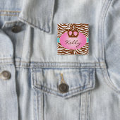 Chocolate Pretzel Bakery Zebra Name Tag Button (In situ)